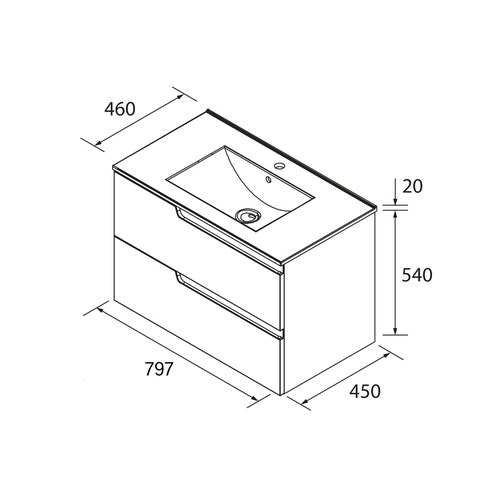 SALGAR VIMA BAJO BL MATE + ENCIMERA PORCELANA 80 CM