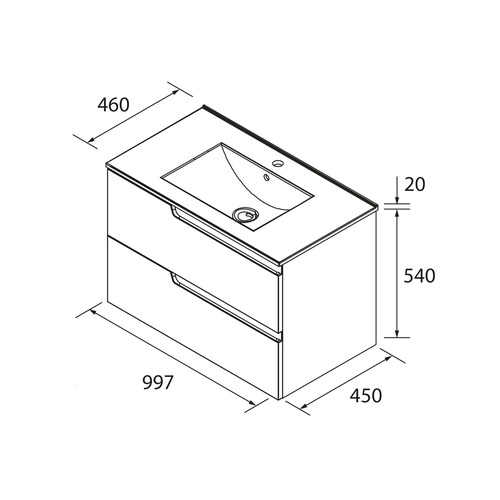 SALGAR VIMA BAJO BL MATE + ENCIMERA PORCELANA 100 CM