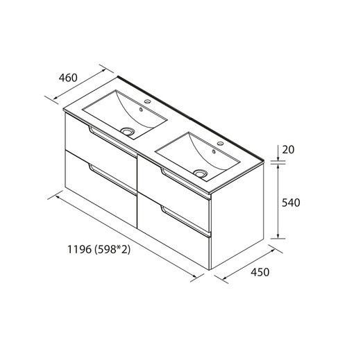 SALGAR VIMA BAJO BL MATE + ENCIMERA PORCELANA 2 SENOS 120 CM