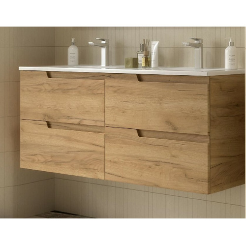 SALGAR VIMA BAJO ROBLE AFRICA + ENCIMERA PORCELANA 2 SENOS 120 CM