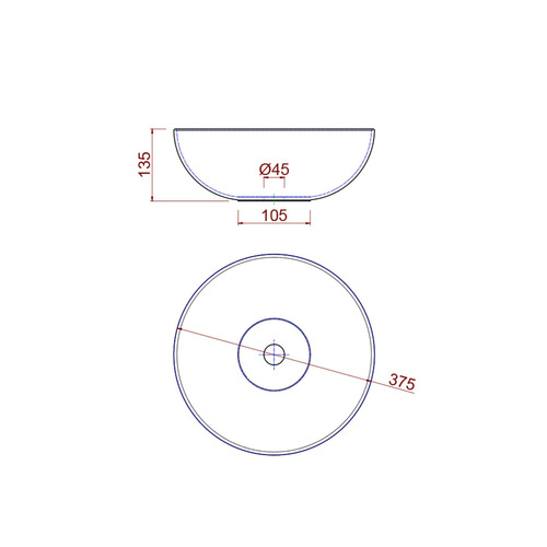 SALGAR LOKUM LAVABO PORCELANA NEGRO MATE Ø 380