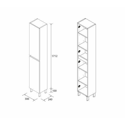 SALGAR INFINITY PILAR BLANCO BRILLO 30X24X181