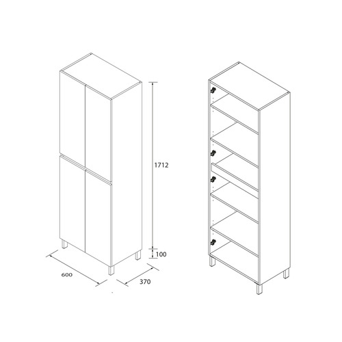 SALGAR INFINITY PILAR BLANCO BRILLO 60X37X181