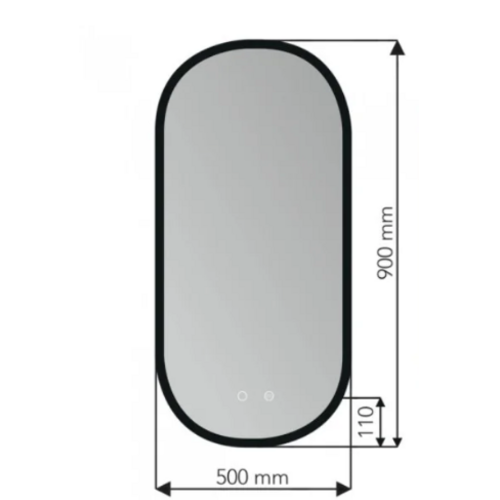LEDIMEX TOKYO ESPEJO OVALADO NEGRO RETROILUMINADO 50X90
