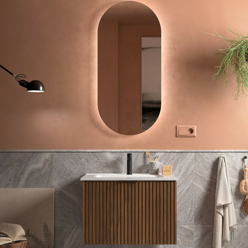 SALGAR BIBA BAJO + ENCIMERA PORCELANA NOGAL MAYA 80 CM