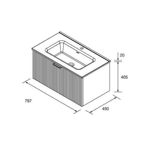 SALGAR BIBA BAJO + ENCIMERA PORCELANA NOGAL MAYA 80 CM