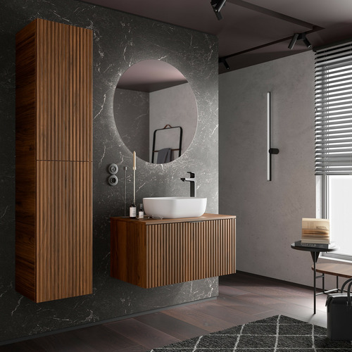 SALGAR BIBA BAJO+ENCIMERA NOGAL MAYA 80 CM