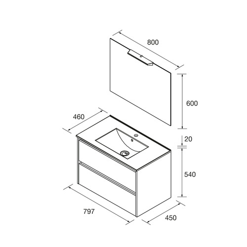 SALGAR NOJA CONJUNTO COMPLETO BLANCO BRILLO 80 CM