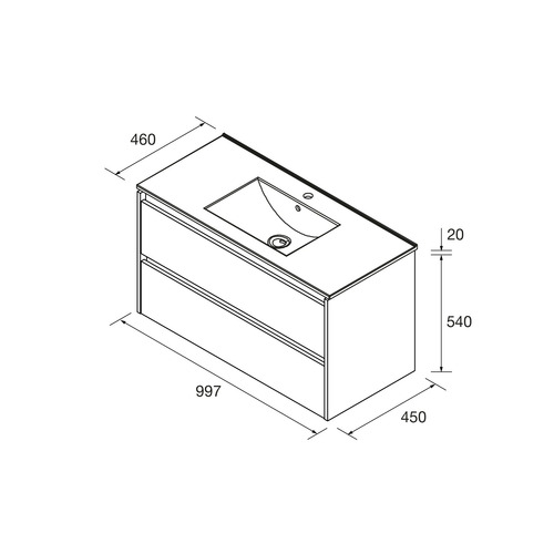 SALGAR NOJA BAJO + ENCIMERA PORCELANA NATURAL 100 CM