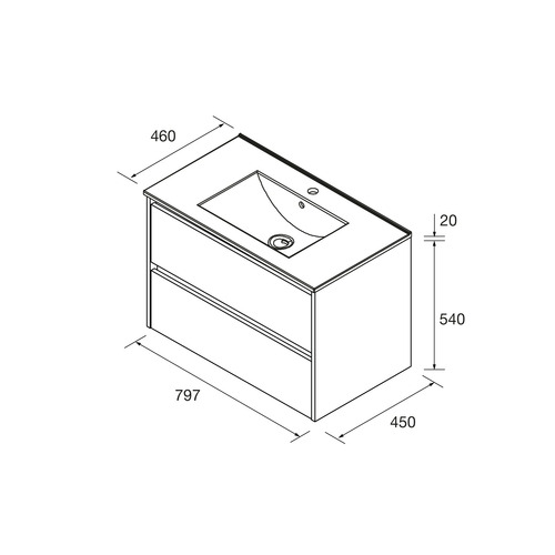 SALGAR NOJA BAJO + ENCIMERA PORCELANA ROBLE AFRICA 80 CM