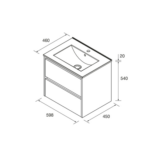 SALGAR NOJA BAJO + ENCIMERA PORCELANA NOGAL MAYA 60 CM