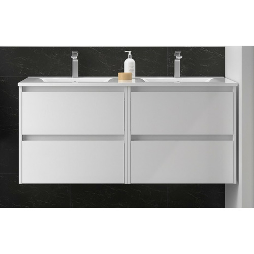 SALGAR NOJA BAJO DOBLE + ENCIMERA PORCELANA 2S BLANCO MATE 120 CM