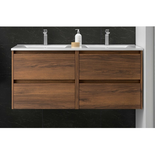 SALGAR NOJA BAJO DOBLE + ENCIMERA PORCELANA 2S NOGAL MAYA 120 CM