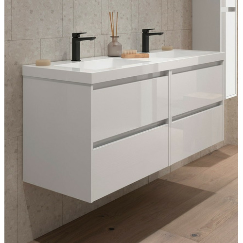 SALGAR NOJA BAJO DOBLE + ENCIMERA CARGA MINERAL 2S BLANCO BRILLO 140 CM