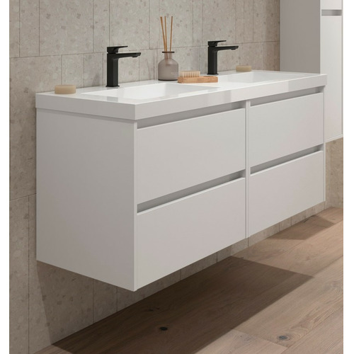 SALGAR NOJA BAJO DOBLE + ENCIMERA CARGA MINERAL 2S BLANCO MATE 140 CM