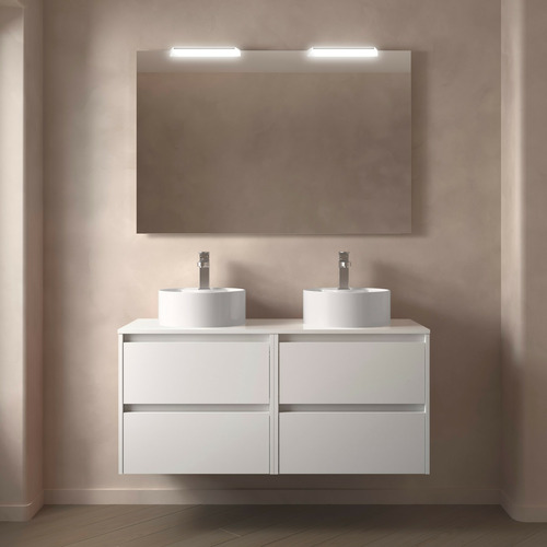 SALGAR NOJA BAJO DOBLE + ENCIMERA BLANCO BRILLO 120 CM