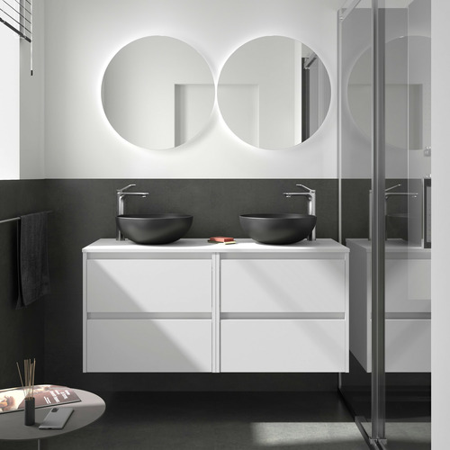 SALGAR NOJA BAJO DOBLE + ENCIMERA BLANCO MATE 140 CM