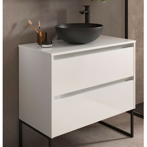 SALGAR NOJA BAJO + ENCIMERA BLANCO BRILLO 80 CM