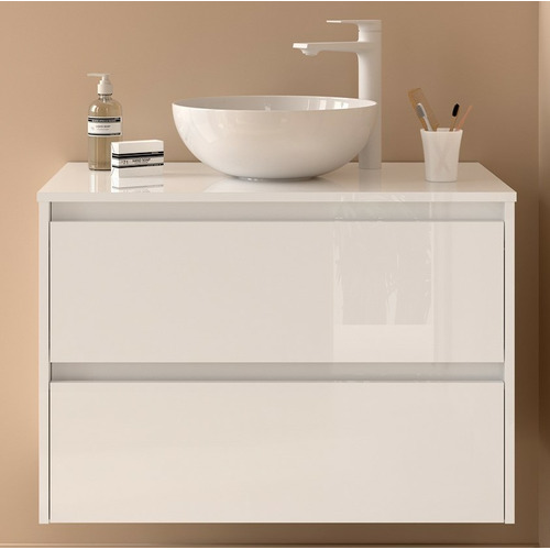 SALGAR NOJA BAJO + ENCIMERA BLANCO BRILLO 100 CM