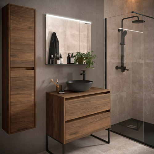 SALGAR NOJA BAJO + ENCIMERA NOGAL MAYA 80 CM