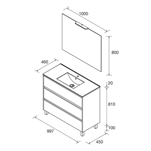 SALGAR NOJA CONJUNTO COMPLETO 3C BLANCO BRILLO 100 CM