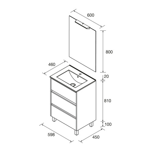 SALGAR NOJA CONJUNTO COMPLETO 3C BLANCO MATE 60 CM