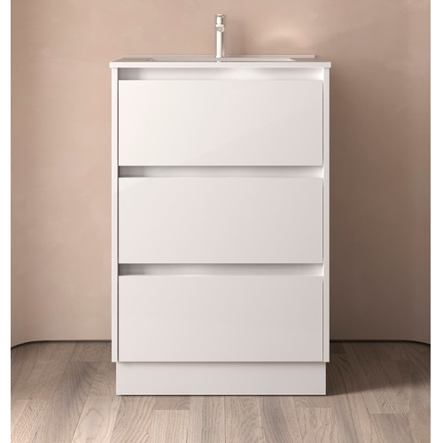 SALGAR NOJA BAJO + ENCIMERA PORCELANA 3C BLANCO BRILLO 60 CM