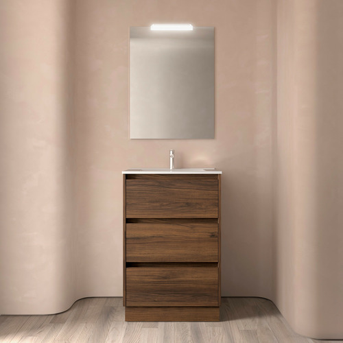 SALGAR NOJA BAJO + ENCIMERA PORCELANA 3C NOGAL MAYA 60 CM