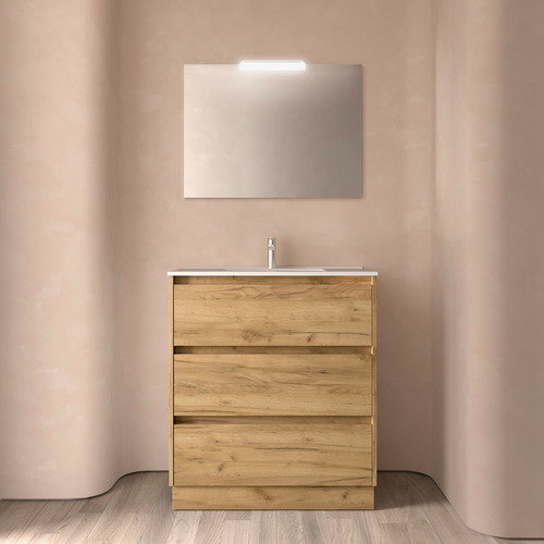 SALGAR NOJA BAJO + ENCIMERA PORCELANA 3C ROBLE AFRICA 80 CM