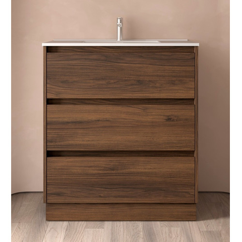 SALGAR NOJA BAJO + ENCIMERA PORCELANA 3C NOGAL MAYA 80 CM