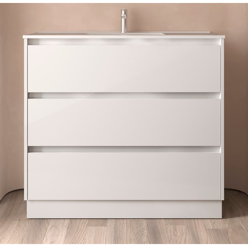 SALGAR NOJA BAJO + ENCIMERA PORCELANA 3C BLANCO BRILLO 100 CM