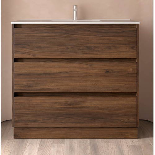 SALGAR NOJA BAJO + ENCIMERA PORCELANA 3C NOGAL MAYA 100 CM