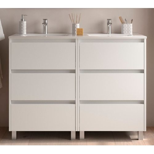 SALGAR NOJA BAJO DOBLE 3C + ENCIMERA PORCELANA 2S BLANCO MATE 120 CM