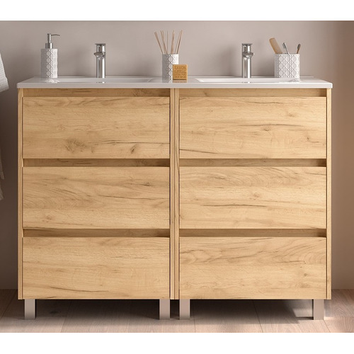 SALGAR NOJA BAJO DOBLE 3C + ENCIMERA PORCELANA 2S ROBLE AFRICA 120 CM