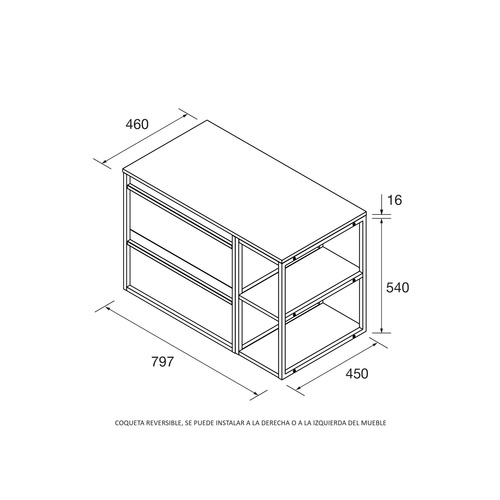 SALGAR ATTILA BAJO + ENCIMERA ROBLE AFRICA 85 CM
