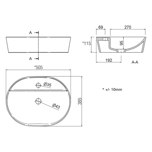 SALGAR VARMEGA LAVABO PORCELANA BLANCA 50 CM