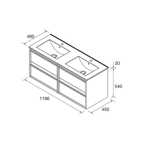 SALGAR ATTILA BAJO DOBLE 2S + ENCIMERA PORCELANA NOGAL MAYA 120 CM