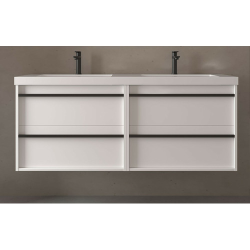 SALGAR ATTILA BAJO DOBLE 2S + ENCIMERA CARGA MINERAL BLANCO MATE 140 CM