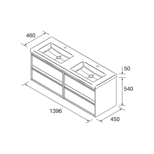 SALGAR ATTILA BAJO DOBLE 2S + ENCIMERA CARGA MINERAL NATURAL 140 CM