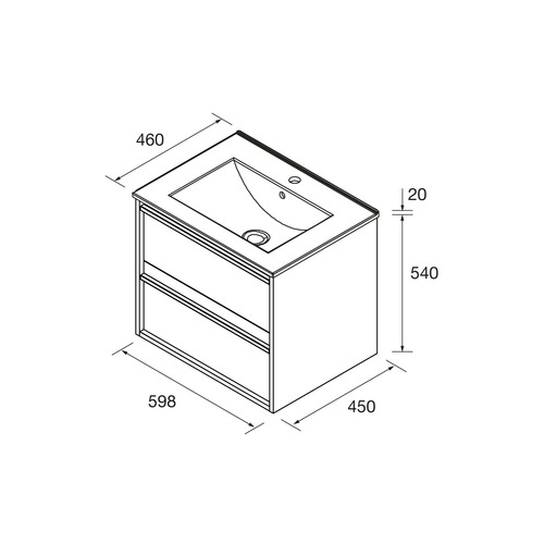 SALGAR ATTILA BAJO 2C + ENCIMERA PORCELANA NATURAL 60 CM