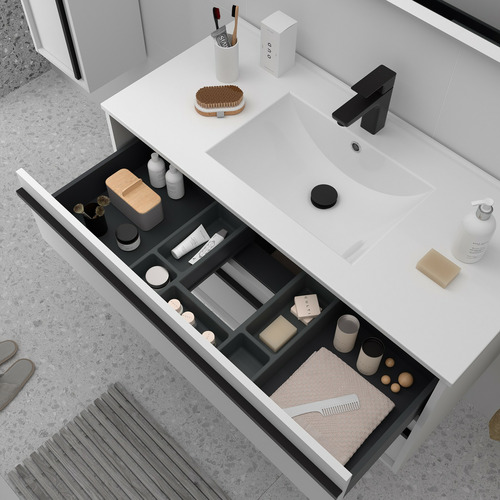 SALGAR ATTILA BAJO 2C + ENCIMERA PORCELANA BLANCO MATE 80 CM