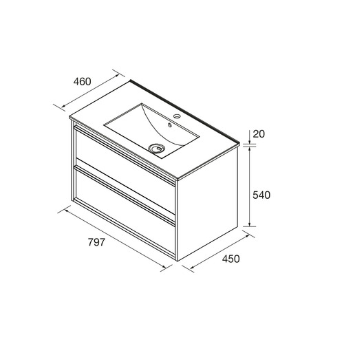 SALGAR ATTILA BAJO 2C + ENCIMERA PORCELANA ROBLE AFRICA 80 CM