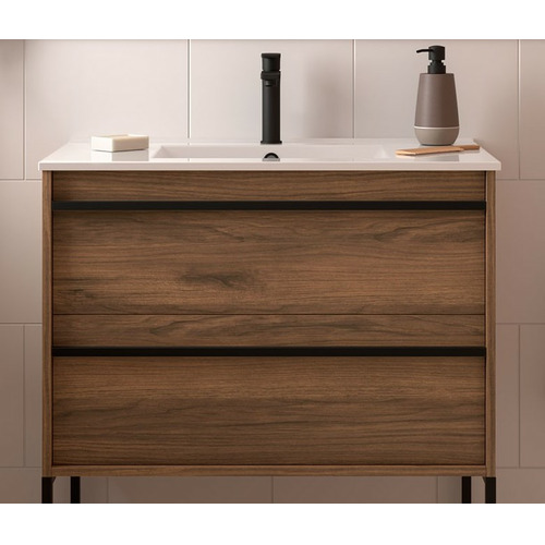 SALGAR ATTILA BAJO 2C + ENCIMERA PORCELANA NOGAL MAYA 80 CM