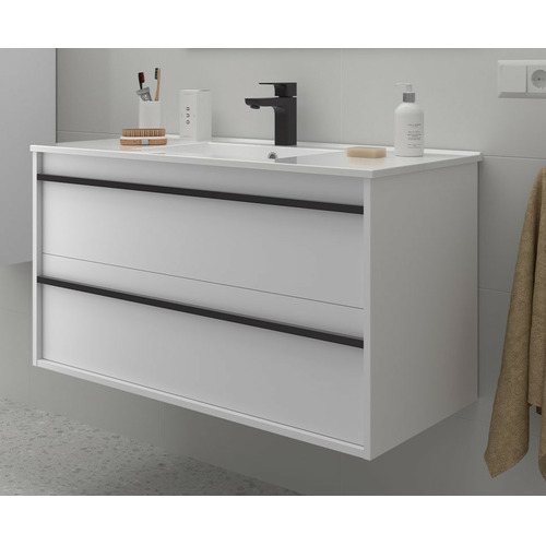 SALGAR ATTILA BAJO 2C + ENCIMERA PORCELANA BLANCO MATE 100 CM