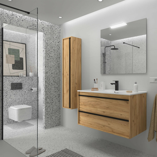 SALGAR ATTILA BAJO 2C + ENCIMERA PORCELANA ROBLE AFRICA 100 CM