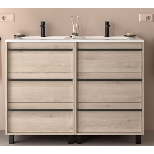 SALGAR ATTILA BAJO DOBLE 3C + ENCIMERA PORCELANA 2S A SUELO NATURAL 120