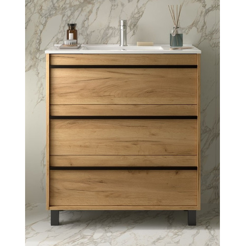 SALGAR ATTILA BAJO 3C + ENCIMERA PORCELANA A SUELO ROBLE AFRICA 80