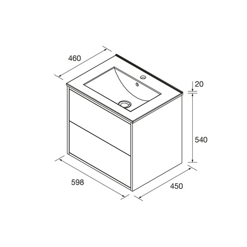 SALGAR OPTIMUS BAJO + ENCIMERA PORCELANA BLANCO MATE 60