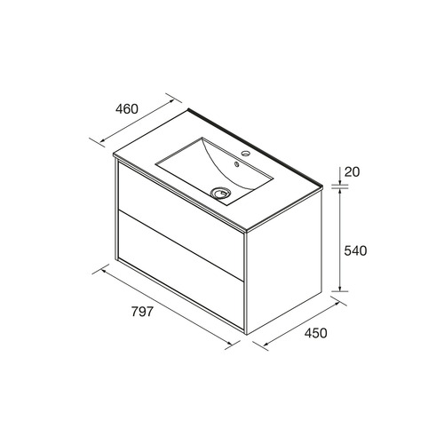 SALGAR OPTIMUS BAJO + ENCIMERA PORCELANA BL MATE 80