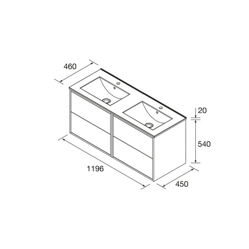 SALGAR OPTIMUS BAJO DOBLE + ENCIMERA PORCELANA BLANCO MATE 120